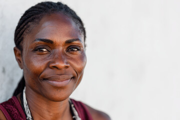 Fototapeta premium woman in sportswear with beads of sweat glistening on her face radiates confidence and determination