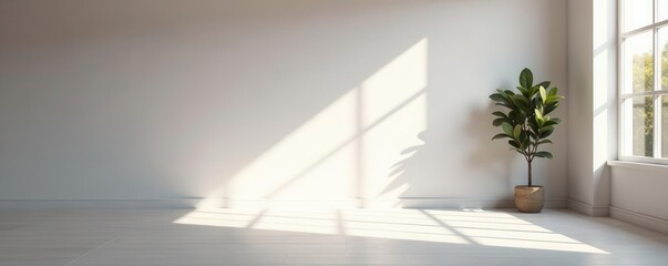 Fototapeta premium Empty room, stark light & shadow, minimalist backdrop for product display, art, dramatic, texture