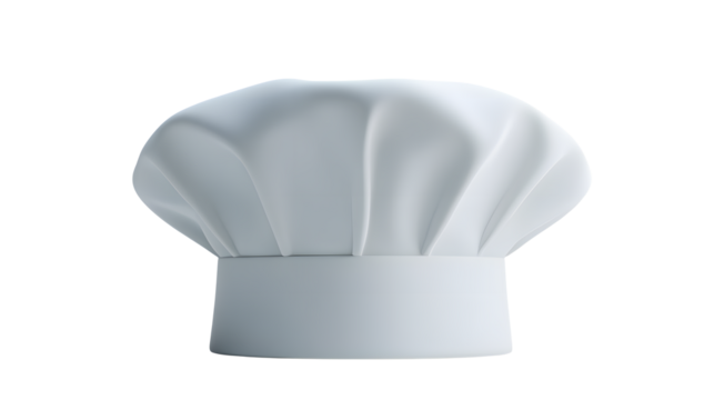 A white chef's hat isolated against a transparent background - Powered by Adobe