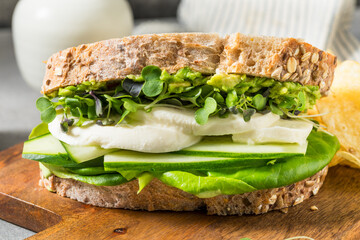 Healthy Organic Vegetarian Green Goddess Sandwich