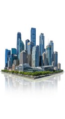 Fototapeta premium Modern cityscape with skyscrapers isolated on white background