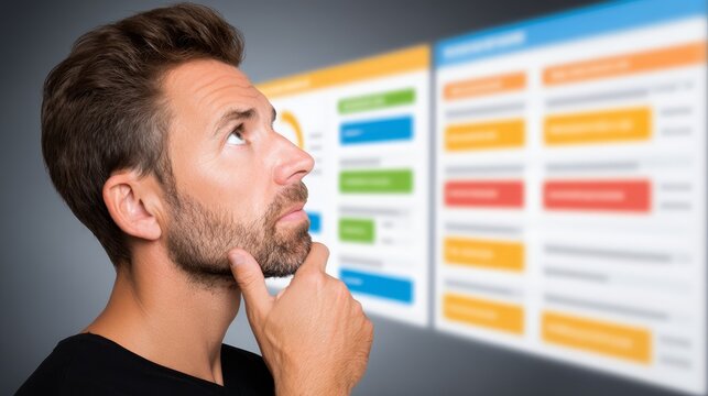 A businessman conducting detailed analysis of large financial data chart on wall, reviewing market trends and growth projections for strategic planning future investment.