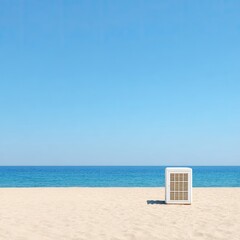 Fototapeta premium Beach scene with white box