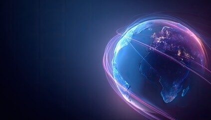 Obraz premium Earth globe with glowing, swirling, energy lines