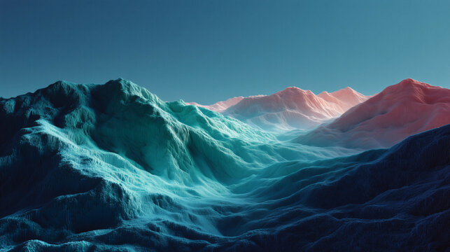 A beautiful, flowing 3D surface plot, like a digital landscape of hills and valleys. The height of the surface represents data values, and the colors are a smooth, elegant gradient.