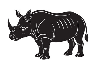 Rhino Silhouette Vector Illustration Isolated on White Background.
