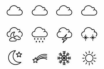 Weather icons set collection line style simple design for web and app