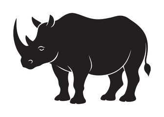 Rhino Silhouette Vector Illustration Isolated on White Background.
