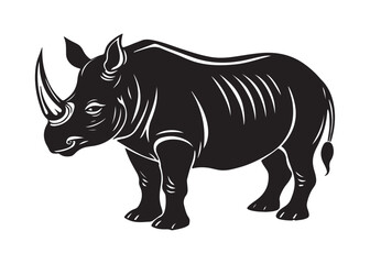 Rhino Silhouette Vector Illustration Isolated on White Background.