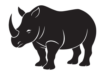 Rhino Silhouette Vector Illustration Isolated on White Background.