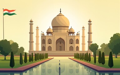 Obraz premium Famous monument of India in Indian background for Happy Independence Day. High quality