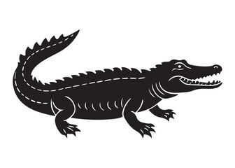 Fototapeta premium Black Crocodile Silhouette Vector.