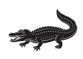 Crocodile Silhouette Illustration in Minimal Black Vector for Design and Decoration.