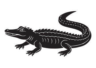 Crocodile Silhouette Illustration in Minimal Black Vector for Design and Decoration.