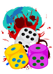 Dice graffiti. Abstract modern street art decoration performed in urban painting style.