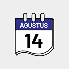 August 14 Calendar Template – Modern Bold Date Icon for UX/UI
