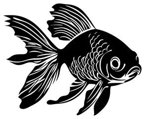 Silhouette of a Graceful Goldfish Gliding Through Tranquil Waters