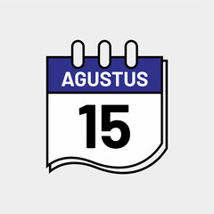 August 15 Calendar Vector – Clean Design for Daily Highlights