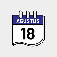 August 18 Calendar Page – Bold Minimalist Date for Digital Content