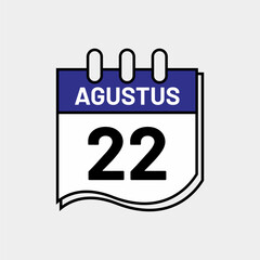 August 22 Calendar Icon – Flat Style Date Perfect for Reminders