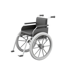 Fototapeta premium 3D icon of a wheelchair with padded seat and large wheels