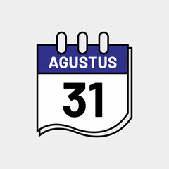 August 31 Calendar Vector – Clean Flat Style for Last Day of Month
