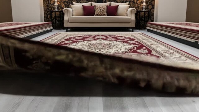 Opulent carpet display elegant decor