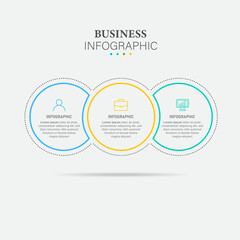 Infographic design with circle for business template. Vector 3 steps.
