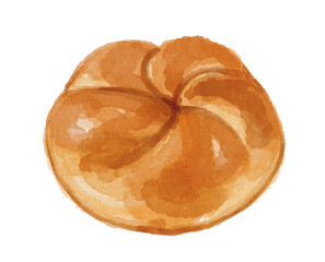 Hand painted watercolor kaiser roll isolated