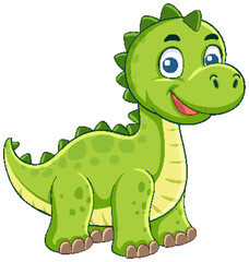 Cute Green Dinosaur Cartoon Vector Illustration