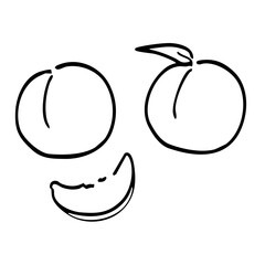 桃のシンプルな線画イラスト
