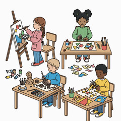 Kids' Creative Corner Engaging Art Activities for Young Learners with Colorful Shapes, Paints, and Sculpture