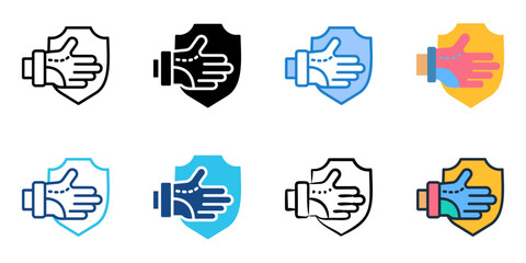 Protective gloves icon set multiple style collection 
