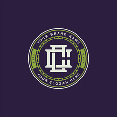 Monogram CC badge logo design featuring interlocking and text editable for clothing, streetwear and apparel brand
