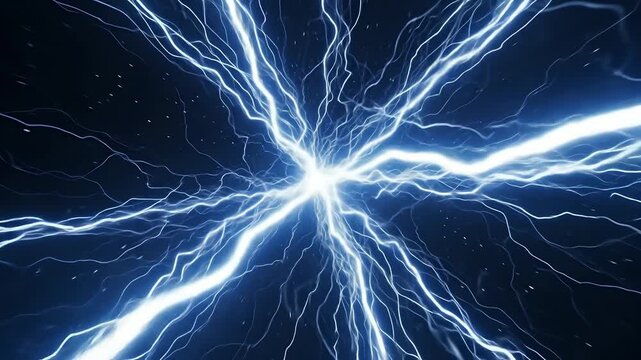 Electrical energy streaks radiate, power surge, lightning flash, technology background. Perfect for science, energy, technology, futuristic concept, data transfer themes visuals.