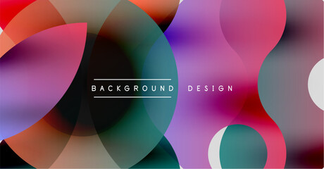 Fototapeta premium Abstract colorful overlapping circles create dynamic background. Modern design features vibrant hues, smooth gradients.