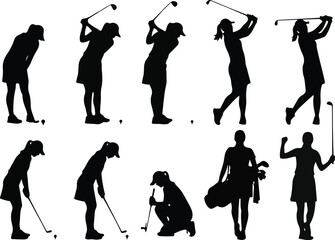 women golfer silhouette