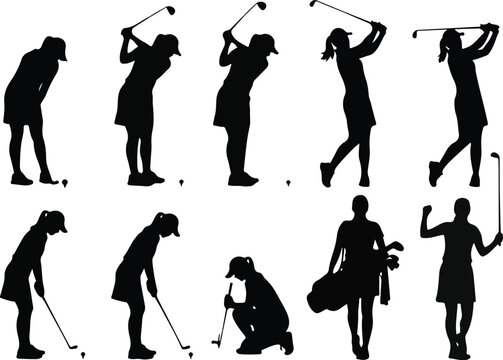 women golfer silhouette