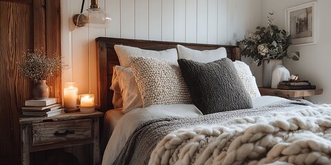 Cozy Bedroom Interior with Warm Lighting