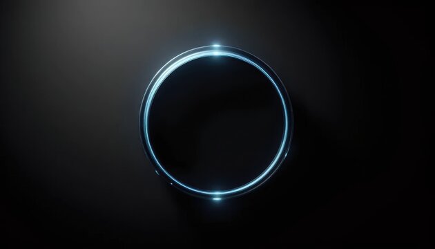 A circular blue light shines on a black surface.