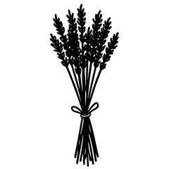 Simple Black Silhouette of a Tied Lavender Bouquet: Rustic, Elegant, and Aromatic.