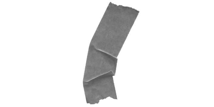 Gray shape with pixelated edges on a black background slightly tilted to the right side view