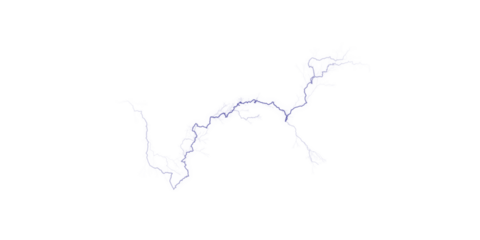 A blue and gray abstract shape resembling a river system on a black background illustration art