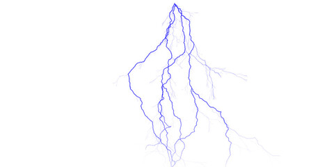 A striking blue lightning bolt against a stark black background illuminating the dark night sky...