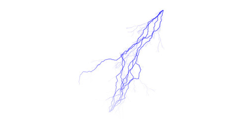 Obraz premium A vibrant blue lightning bolt striking downwards against a stark black background in a digital rendering
