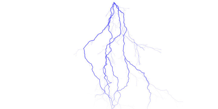 A striking blue lightning bolt against a stark black background illuminating the dark night sky above us