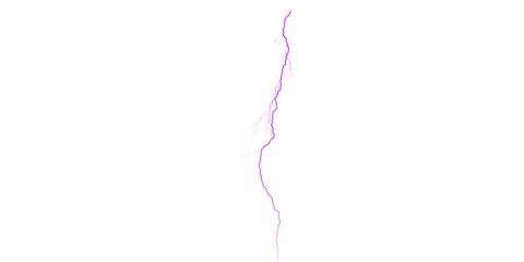 A vibrant purple lightning bolt streaks down against a stark black background in a dramatic display of energy
