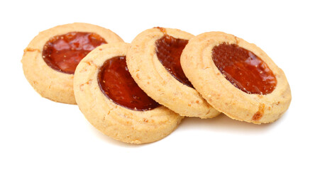 Cookies with jam closeup isolated on a white