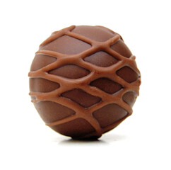 Chocolate candies collection. Beautiful Belgian truffles isolated on white background