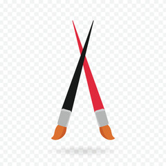 Paint drawing brush clip art vector illustration on transparent background